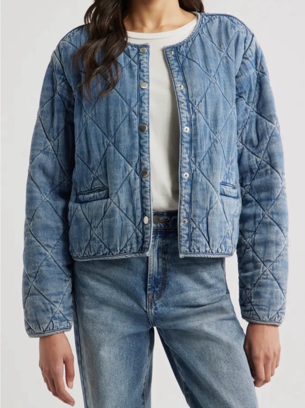 Rails Quilted Denim Jacket in Indigo Blue